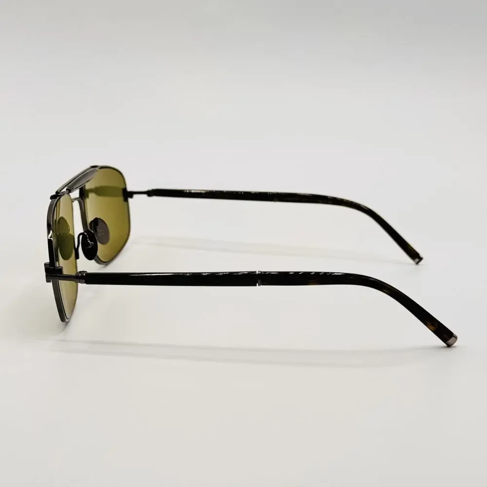 Tom Ford Sunglasses FT1127-P 08N Titanium and Horn Navigator Green Lens 57mm New